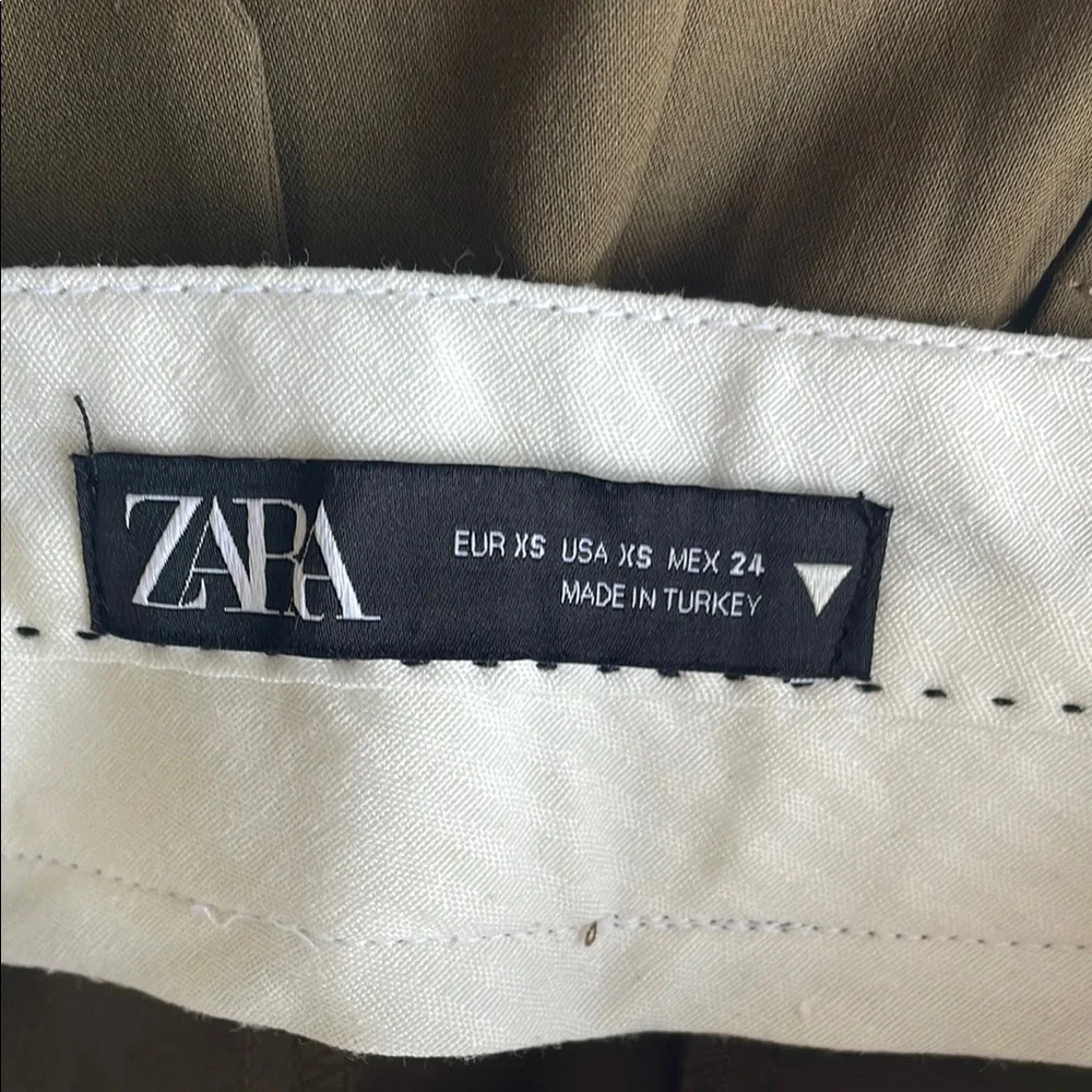 Zara Olive Green High-Waisted Trousers